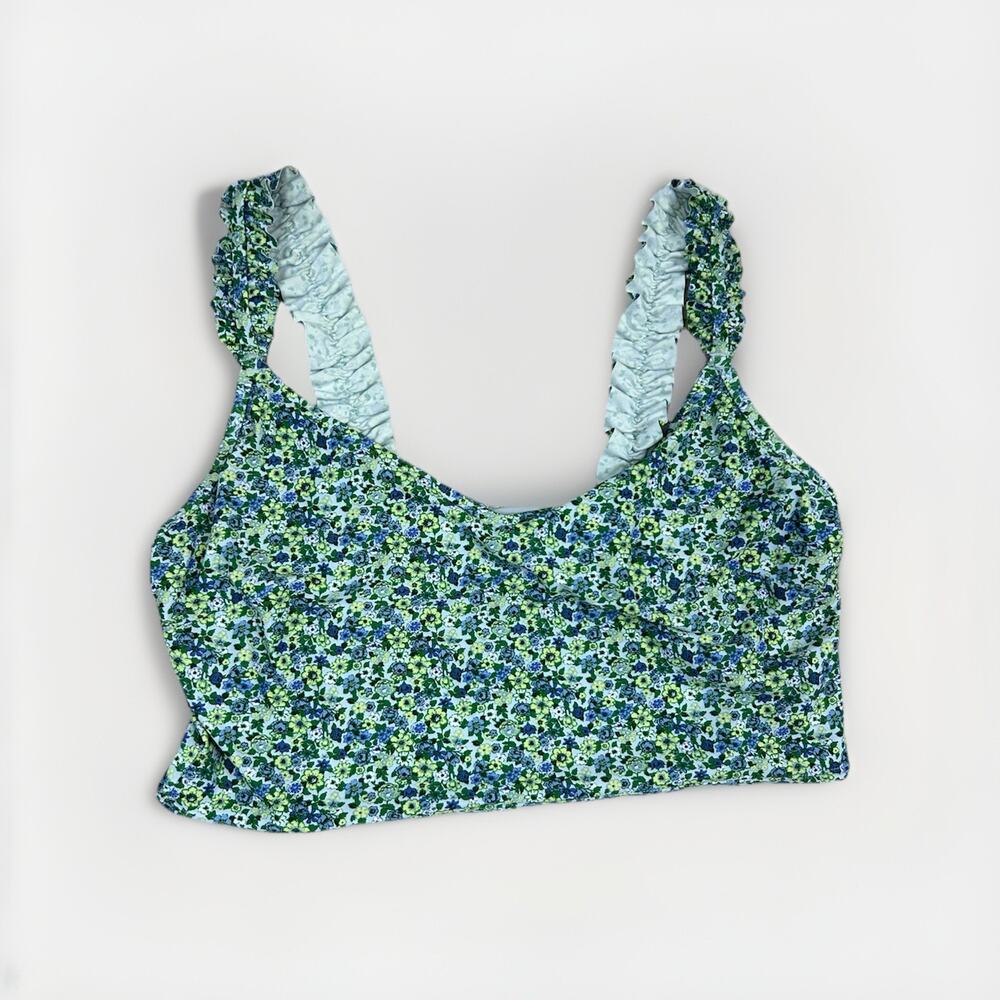 Ruffle Strap Bikini Swim Top Cottage Country Tropical Coastal Beach Shabby XL